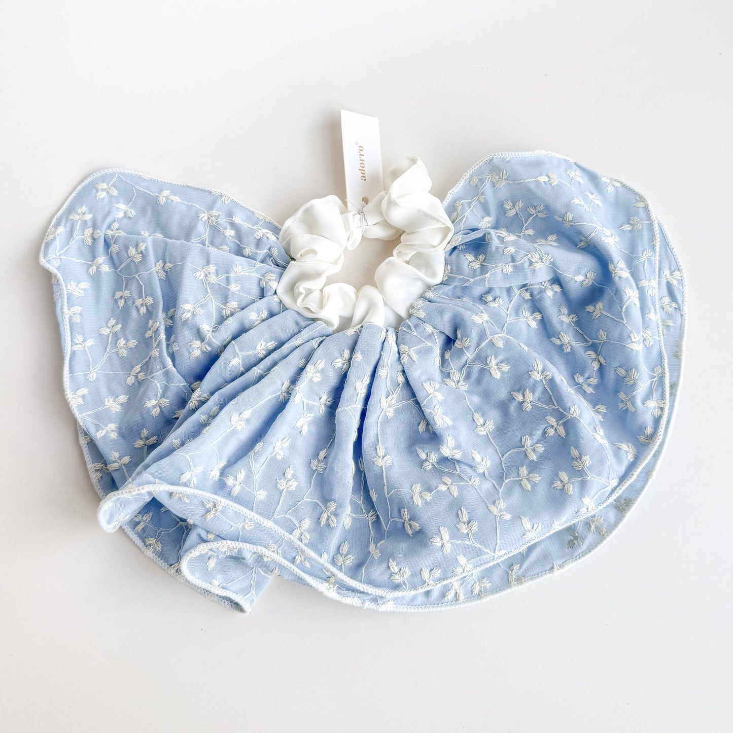 THE BLUE FORAL EYELET MEGA SCRUNCHIE