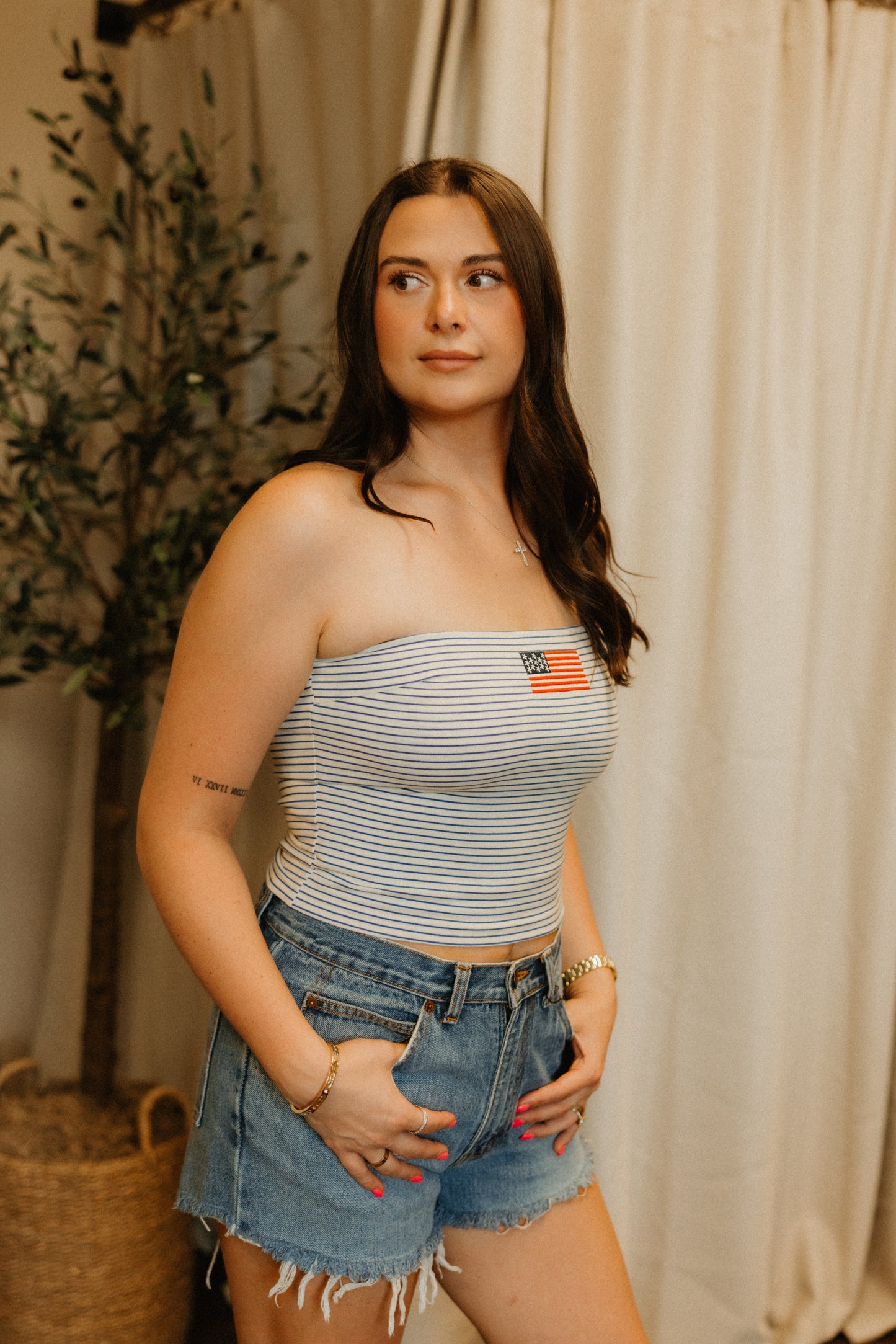 THE RED, WHITE + CUTE TUBE TOP