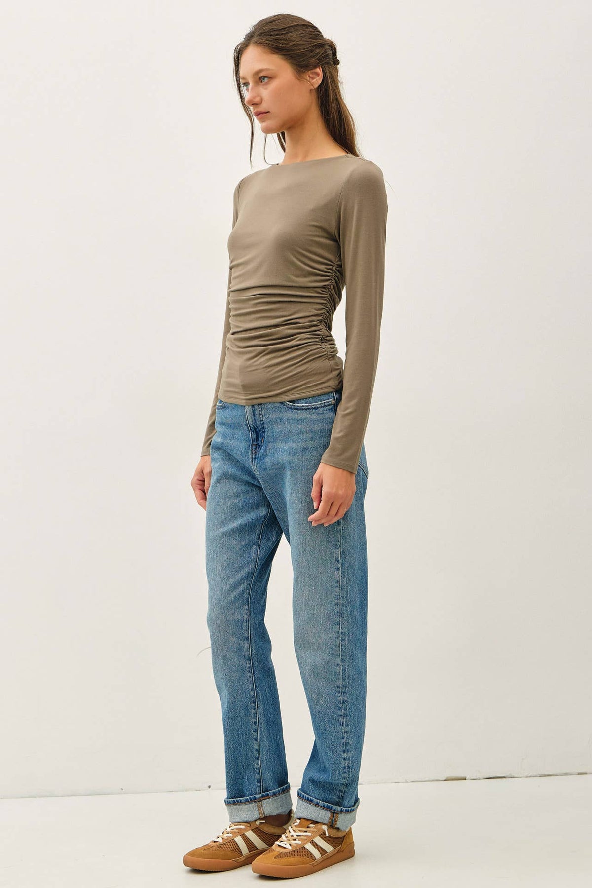 THE EVERYDAY RUCHED BOATNECK