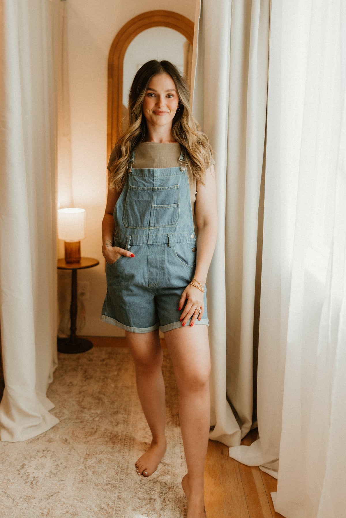 THE DENIM CROSS BACK OVERALLS