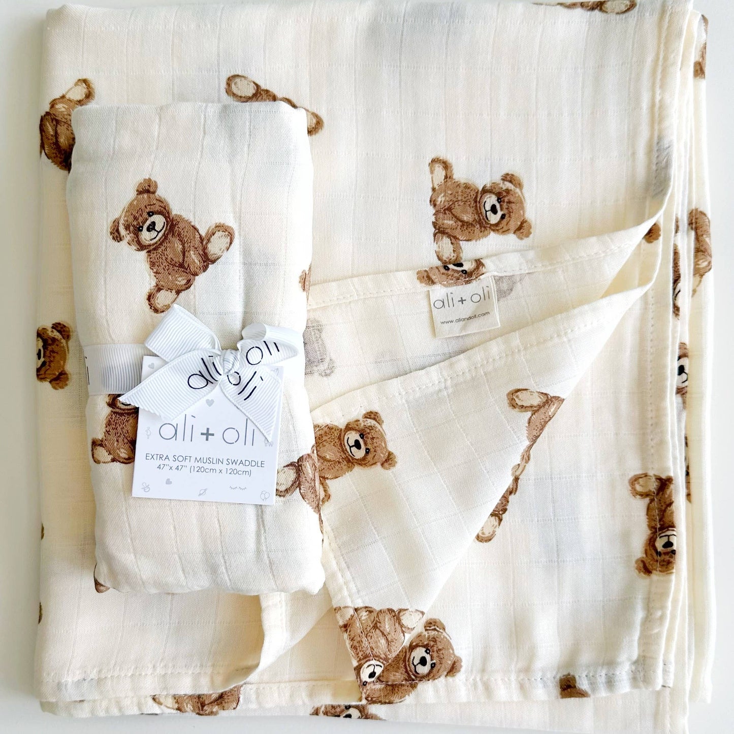 BAMBOO MUSLIN SWADDLE | Teddy Bear