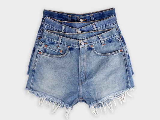 THE HIGH-RISE UPCYCLED DENIM CUTOFFS