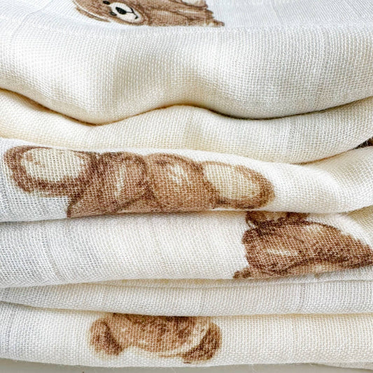BAMBOO MUSLIN SWADDLE | Teddy Bear