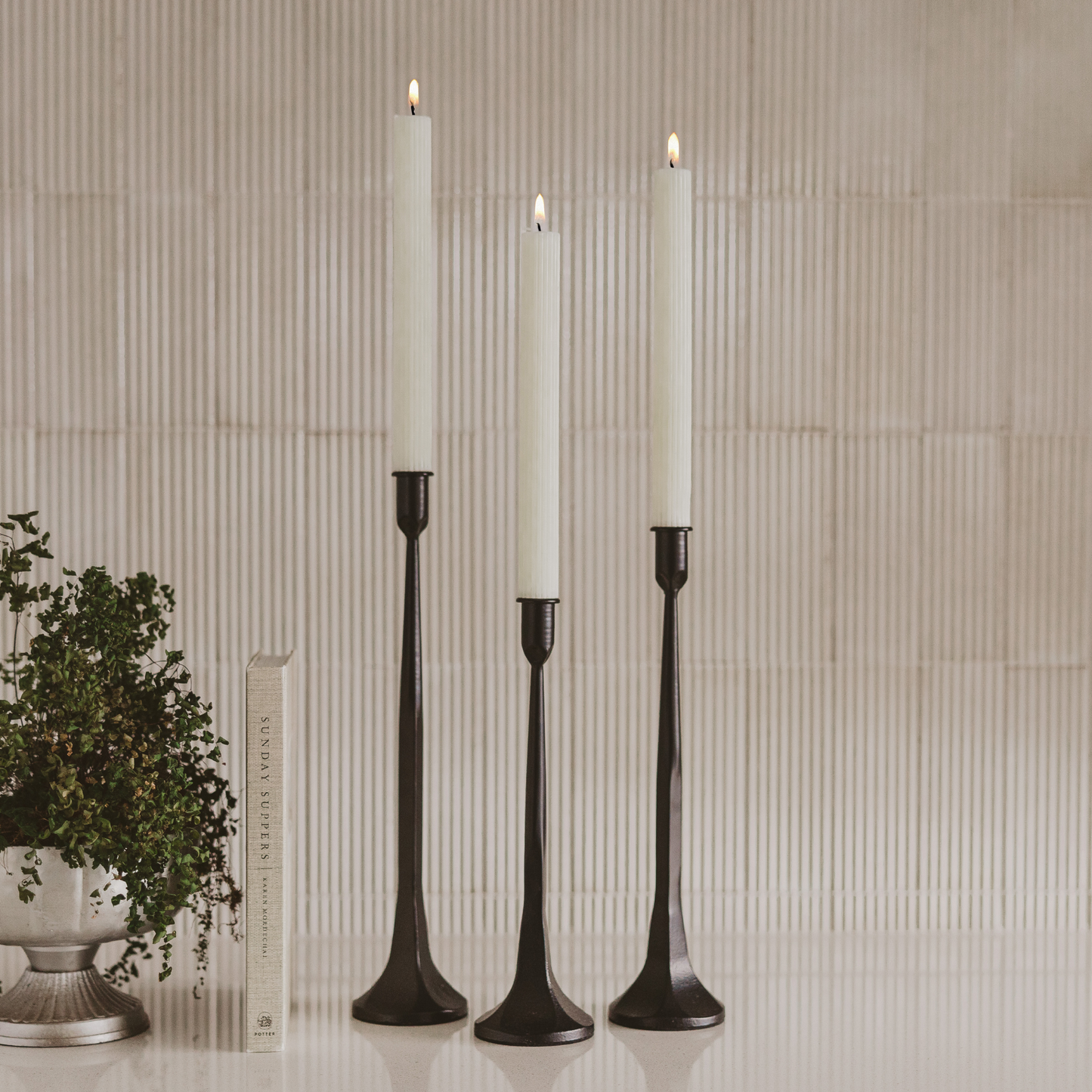 FLUTED TAPER CANDLES | SET OF 3