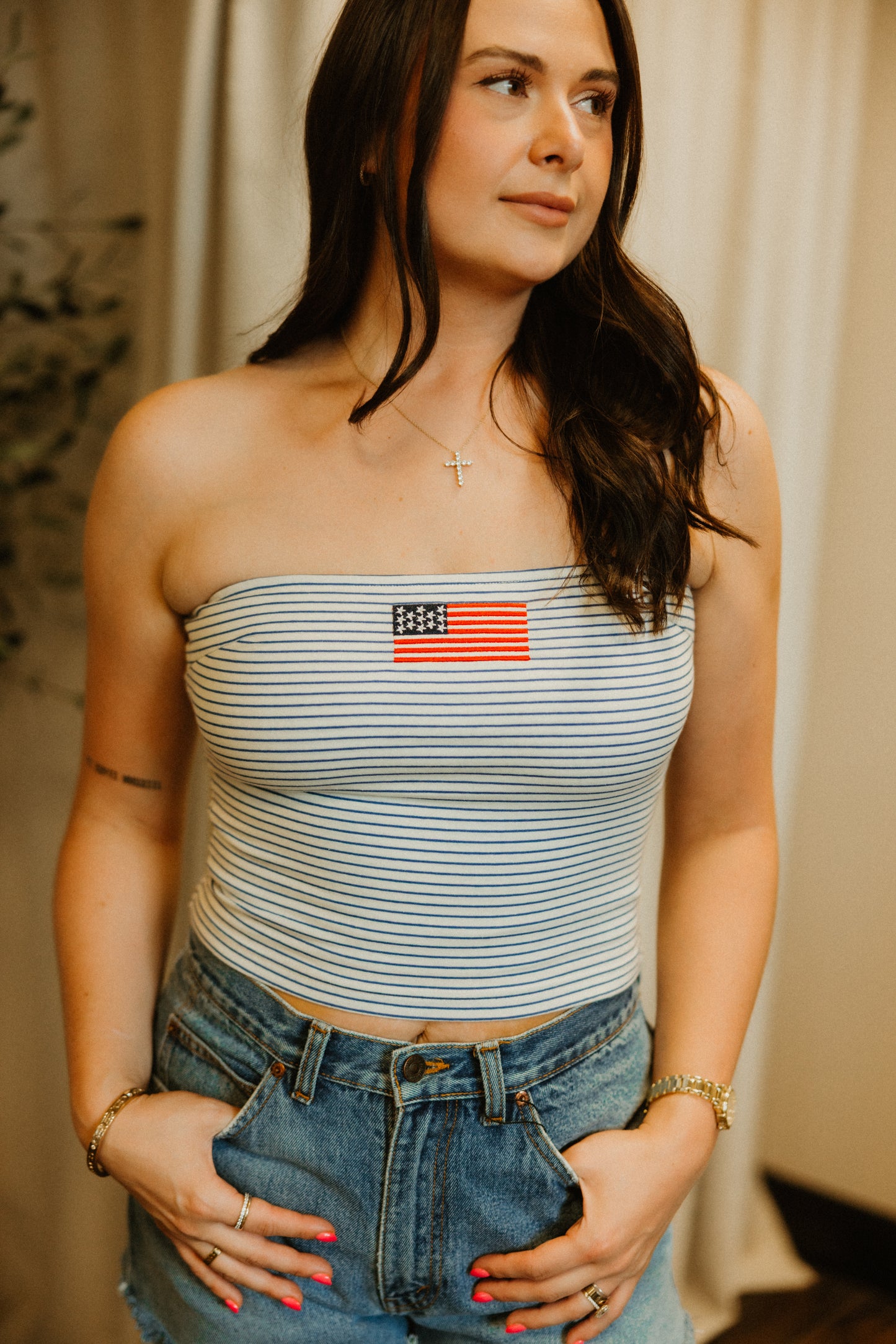 THE RED, WHITE + CUTE TUBE TOP