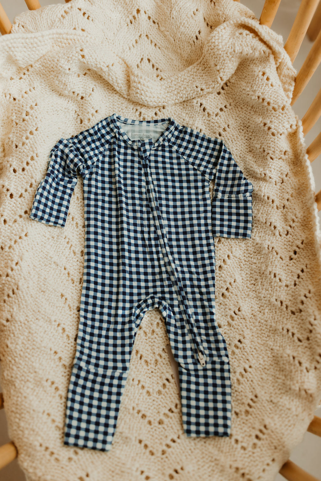 BAMBOO ZIP PJ | Blue Gingham