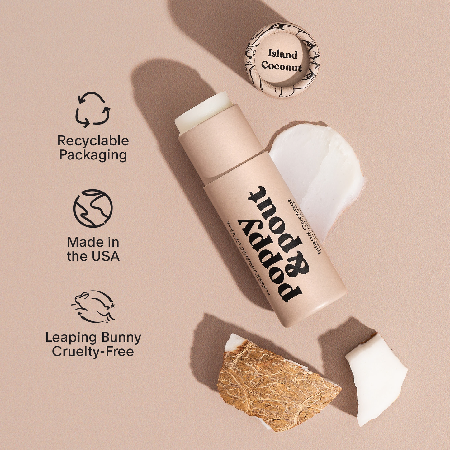 POPPY + POUT LIP BALM - ISLAND COCONUT