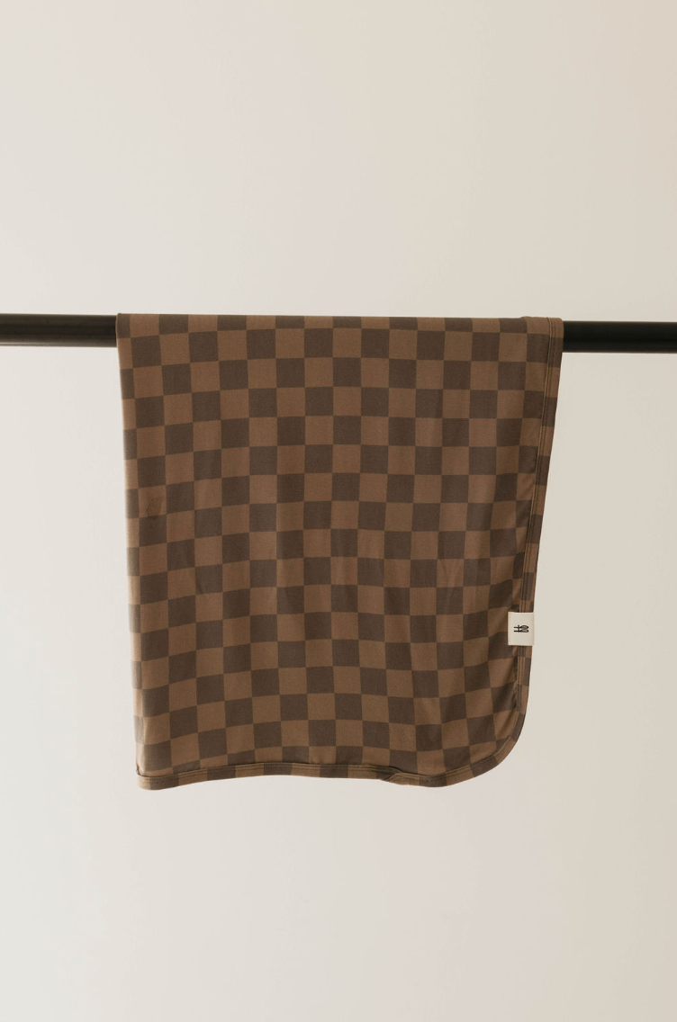 BAMBOO SWADDLE | Faded Brown Checkerboard