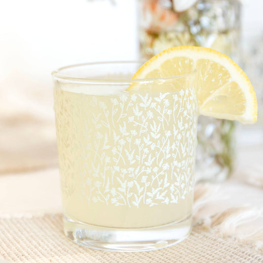 THE MUSTARD FLORAL SHORT JUICE GLASS