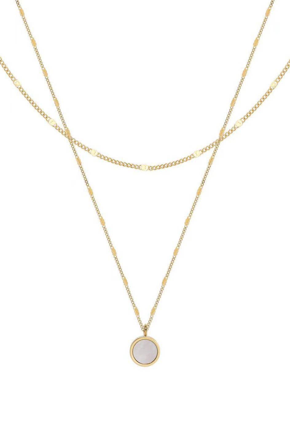 DOUBLE LAYERED GOLD PENDANT NECKLACE