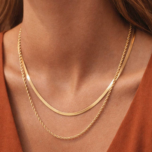 DOUBLE LAYERED CHAIN NECKLACE