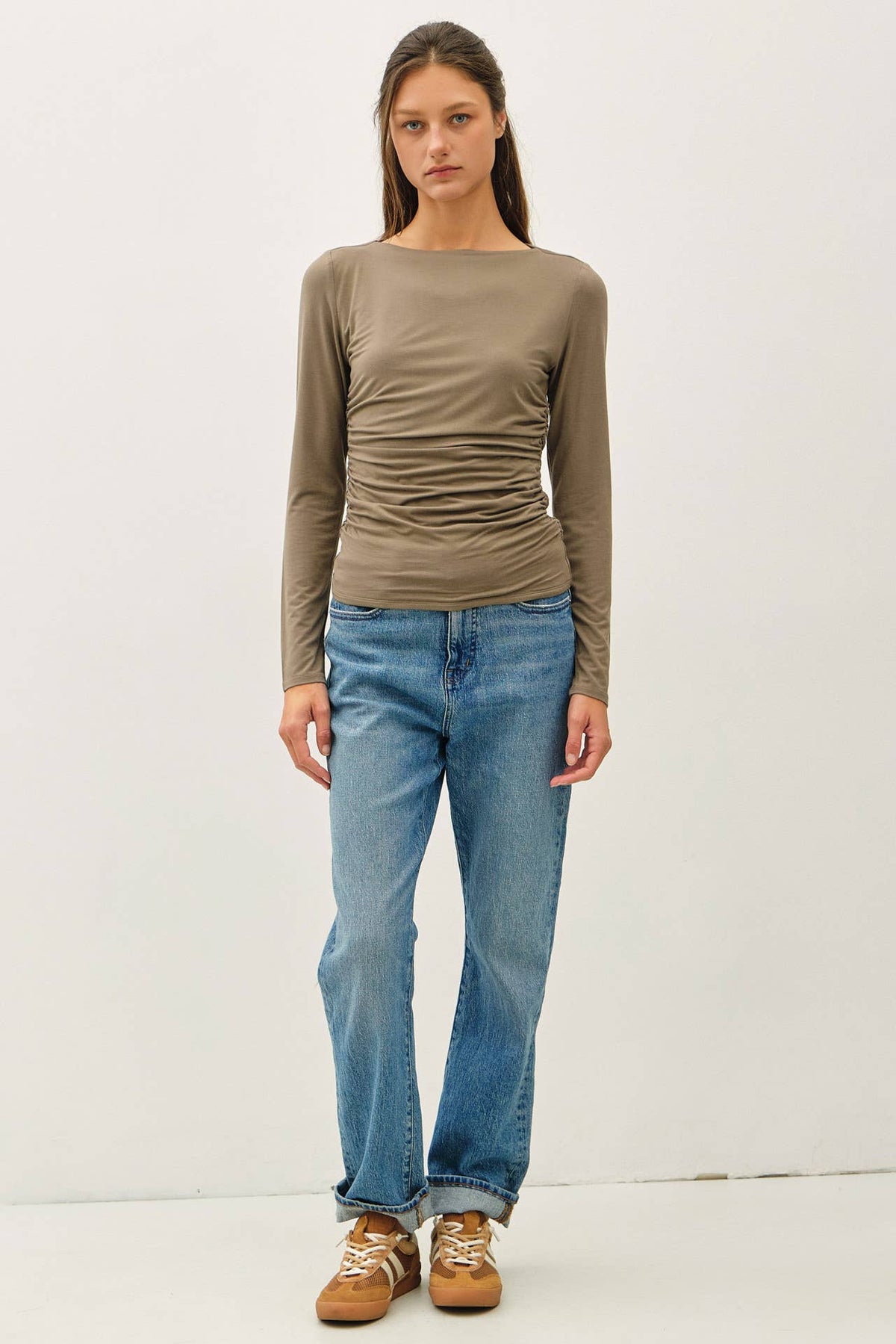 THE EVERYDAY RUCHED BOATNECK