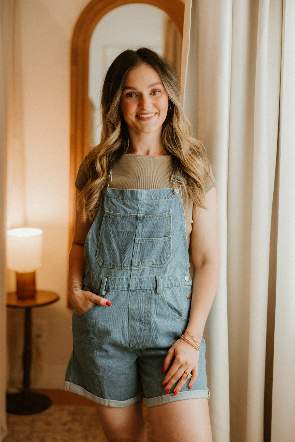 THE DENIM CROSS BACK OVERALLS