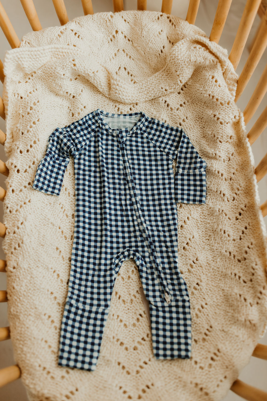 BAMBOO ZIP PJ | Blue Gingham