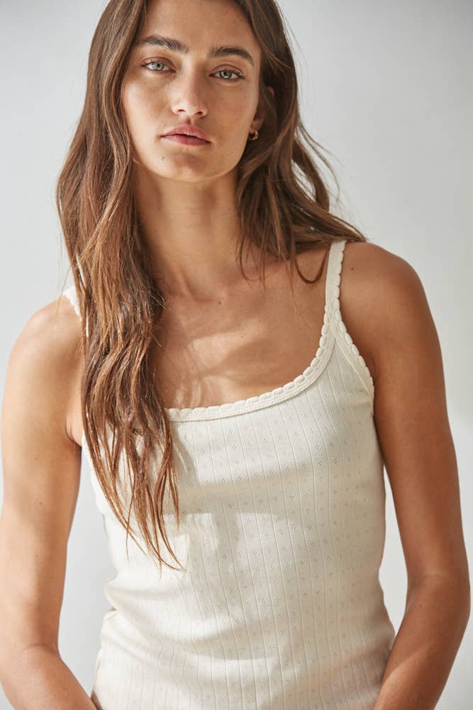 THE COTTON POINTELLE TANK