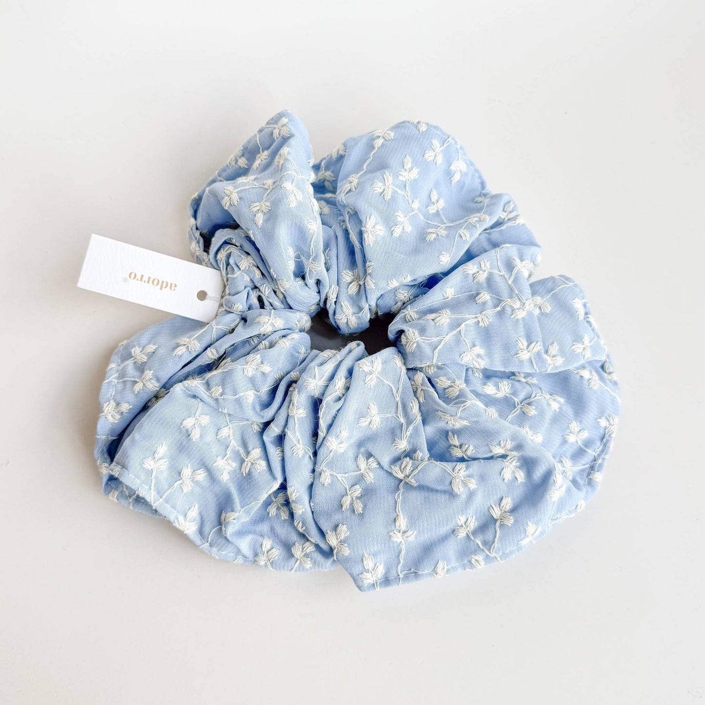 THE BLUE FORAL EYELET MEGA SCRUNCHIE