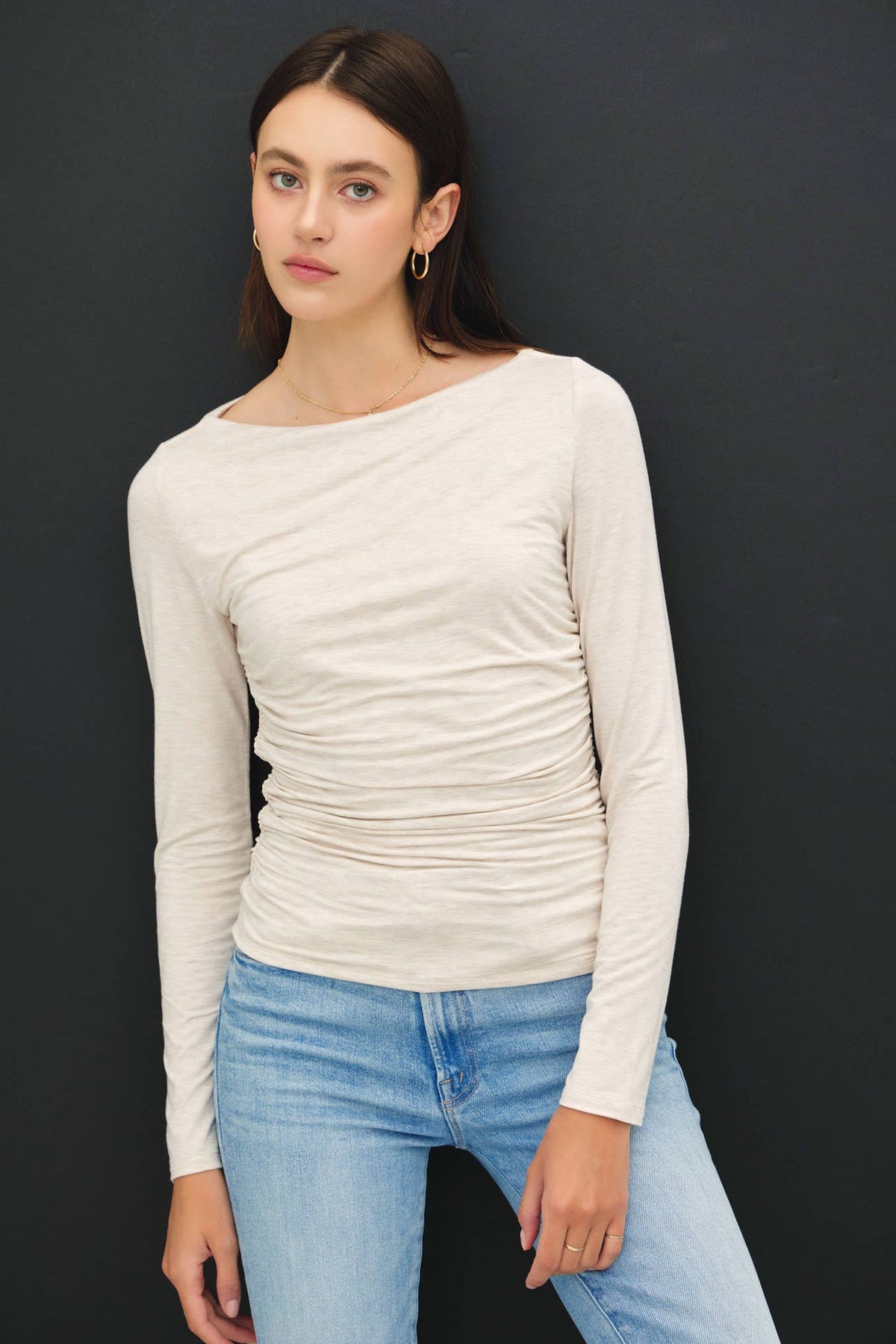THE EVERYDAY RUCHED BOATNECK